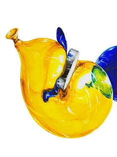 an artistic glass sculpture of a yellow banana