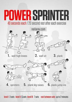 the power sprinter workout poster shows how to do it in 5 minutes or less