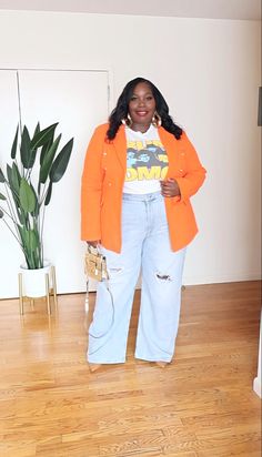 Wide Leg Jeans Outfit Summer Plus Size, Plus Size Straight Leg Jeans Outfits, Blazer And Wide Leg Jeans, Stone Wash Jeans Outfit, Plus Size Blazer Outfits, 19th Photoshoot