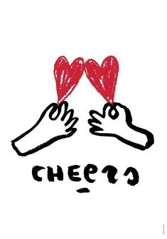 two hands holding hearts over the word chees