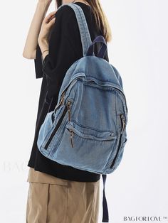 BagForLove - Stylish & Spacious Womens Backpack: Ideal for Students and Outdoor Enthusiasts Summer School Shoulder Bag With Zipper, Summer School Shoulder Bag With Zipper Closure, Casual Large Capacity Backpack For Summer, Denim Blue Travel Backpack, Denim Blue Standard Backpack For Travel, Casual Large Capacity Summer Backpack, Large Capacity Backpack For School In Summer, Large Capacity School Backpack For Summer, Denim Blue Backpack For Daily Use