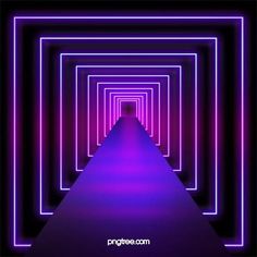 an image of a long tunnel that is lit up with neon lights and purple lighting