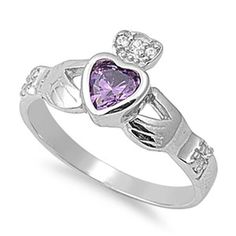 Simulated Amethyst Claddagh Heart Love Friendship Ring Sterling Silver Band Purple Cubic Zirconia Female Size 5 All our silver jewelry is crafted from .925 silver also commonly referred to as sterling silver. Sterling silver is the standard for beautiful high-quality silver jewelry and can not be replicated by lower priced silver plated jewelry. It is 92.5% pure silver, mixed with alloys to add strength and durability to stand the test of time. We promise superior service which includes fast shi Wedding Ring Finger, Dolphin Jewelry, Friendship Ring, Claddagh Ring, Friendship Rings, Jewelry Website, Silver Plated Jewelry, Heart Love, Sterling Silver Bands