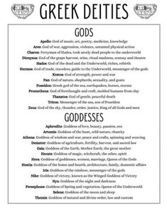 the greek diet is shown in this black and white poster with an image of goddesss