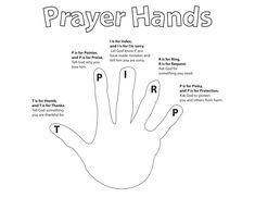 a hand with the words prayer hands written on it