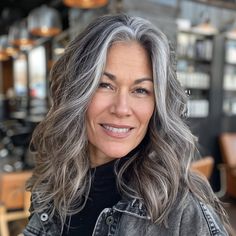 Blending Grey Hair With Brown, Blending Brown And Grey Hair, Naturally Grey Hair, Ash Blonde Gray Hair Color Ideas, Thinning Hair Styles For Women Balding, Grey Hair Blending Brunette, Blending Grey Hair With Dark Hair, Brunette To Gray Hair Transition