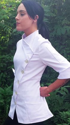 Chef Jackets Women, Chef Styles, Chef Jackets, Chef Wear, Chef Clothes, Female Chef, Chef Coat