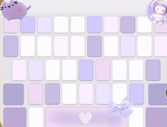 a computer keyboard with some cute animals on it's back side and hearts in the middle