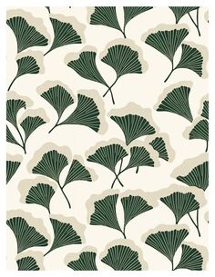 a pattern with green leaves on a white background in the style of art period wallpaper