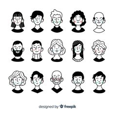 an image of people with different facial expressions on their faces in black and white colors