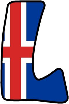 the flag of iceland is shown on an upper part of a letter shaped like a boot