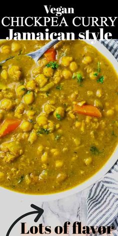 a white bowl filled with chickpea curry and carrots