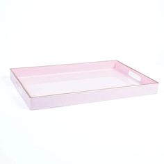 a pink rectangular tray with handles on a white background