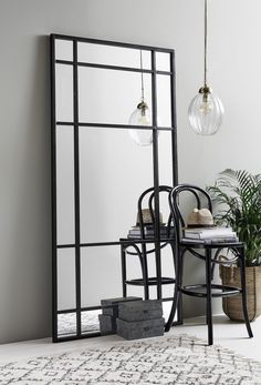 Large Black Iron Mirror - Design Vintage Farmhouse Bathroom Mirrors, Industrial Mirrors, Black Mirror Frame, Floor Standing Mirror, Antique Mirror Wall, Mirror Wall Living Room, Mirror Wall Bedroom, Mirror Design Wall