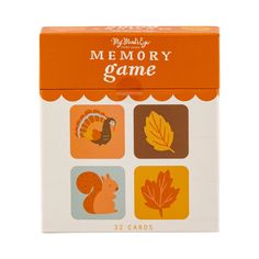 the memory game is designed to look like an autumn themed board game with four different cards