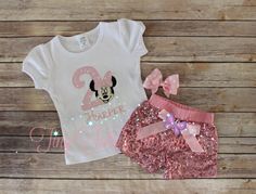 minnie mouse birthday outfit with pink sequin shorts