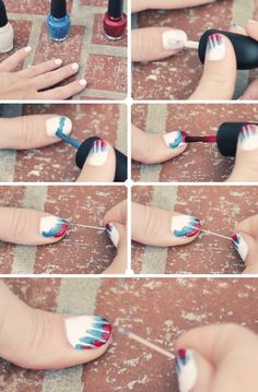 Diy Tie Dye, Tie Dye Nails, Diy Tie, Nails Easy, 4th Of July Nails, Tie Dye Diy, July Nails