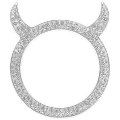 a white gold and diamond cat earring with an open circle in the middle, surrounded by small diamonds