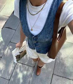 THE '90S MIA DENIM VEST curated on LTK Outfits With Jean Vests For Women, Denim Tie Vest Outfit, Tiny Vest Outfit, How To Style Vests For Women, Jean Vest Outfits Aesthetic, How To Style A Jean Vest, Vest Denim Outfit, Denim Vest Over Dress, Style Denim Vest