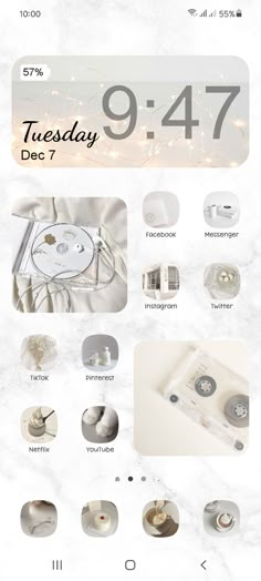 Phone Themes White, Lemonee Life, White Theme Wallpaper, Aesthetic White Homescreen, Samsung Tablet Wallpaper Aesthetic, Samsung Tablet Wallpaper, Aesthetic Phone Design, Tablet Wallpaper Aesthetic, Make Your Phone Aesthetic