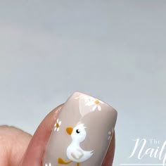 May Simpson | Nail Artist | Essex Salon Nails, Lashes & Brows on Instagram: "Comment “HAPPY FRIDAY!” on this cute little duckling for an extra 5 points on the EASTER QUIZ that will be going up on my story at 8am!!! 🐥 🤍  #quiz #goodfriday #nailart #easternails #ducklingnails #cutenails #showscratch #nailitmedia #thesalonmaguk #handpaintednailart #pinterestinspired" Nails With Ducks On Them, Goose Nails, Chick Nail Art, Duck Nail Art, Chicken Nails, Duck Nail Designs, Duck Nails Design, Easter Quiz, Duck Nail