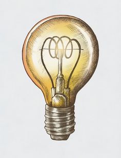 a drawing of a light bulb with two rings on it