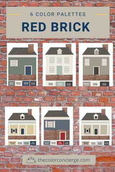 the color palettes for red brick are shown in four different colors and sizes, along with