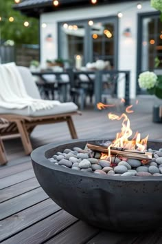 Fire Pit on Deck Ideas: Safe &amp; Stylish Options Small Deck With Fire Pit, Wooden Deck With Fire Pit, Fire Pit On Deck, Deck Fire Pit Table, Outdoor Fire Table Seating Areas, Zen Balcony, Deck With Fire Table, Contemporary Deck, Deck Fire Pit