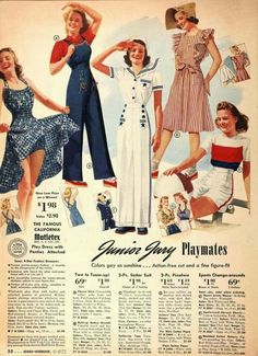 Playsuites 19s Fashion, 1940s Clothing, 40s Mode, 1940's Fashion, Nautical Inspiration, Lilli Ann, Patron Vintage, Fashion 1940s, Patriotic Fashion