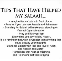 a poem written in arabic with an image of the words'tips that have helped my salah '