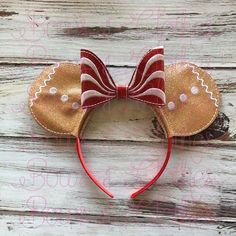 a red and gold minnie mouse ears headband