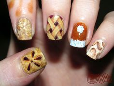 It’s Pie Time | 23 Snazzy Nail Ideas For Thanksgiving Weird Nails, Turkey Nails, November Nails, Holiday Nail Designs