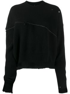 Black wool and cashmere blend oversized zipped jumper from Unravel featuring a crew neck, long sleeves, ripped details, an oversized fit and zipped details. | Unravel Project Oversized Zipped Jumper Black Friday Promotions, Sweater Jumper, Stop It, Black Wool, My Mind, Size Clothing, Knitted Sweaters, Fashion Branding, Jumper