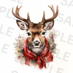 a painting of a deer wearing a red scarf