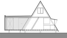 an architectural drawing of a triangular house