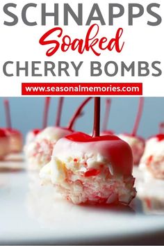 Schnapps Soaked Cherry Bombs - Seasonal Memories Alcohol Infused Candy, Pinterest Tribes, Alcohol Truck, Boozy Deserts, Boozy Candy, Boozy Gifts, Alcohol Desserts, Drunken Desserts, Boozy Cakes