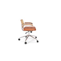 an office chair with wheels on the back and seat upholstered to the side