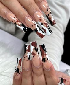 Rodeo Nails, Chloe Nails, Elegant Touch Nails, Cow Nails, Summery Nails, Bling Acrylic Nails