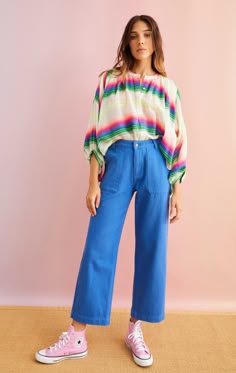 Pantalon Henry Bleu Electrique | Wild Oversize Outfit, Look Jean, Thrift Fashion, Style Mistakes, 10 Pounds, Retro Outfits, Fashion Pictures