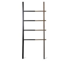 a tall wooden ladder with five shelves on each side