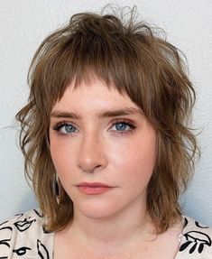 Cute Shag Haircut with Bangs Baby Bangs Round Face, Shag With Baby Bangs, Shaggy Layered Haircut, Shag Layered Hairstyles, Medium Shag Hairstyles, Low Maintenance Short Haircut, Long Shag Hairstyles, Medium Shag Haircuts, Long Shag Haircut