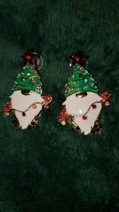 Gnomes with Christmas tree hats!! Christmas Tree Hats, Christmas Tree Hat, Donuts Earrings, With Christmas Tree, Gnome Christmas, Holiday Earrings, Holiday Earring, Fun Earrings, Odessa