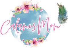 the logo for an upcoming mother's day event with flowers and feathers on it