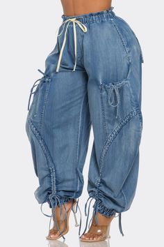 Xpluswear Denim Cargo Jeans, Elastic Waist Jeans, Denim Cargo Pants, Trendy Streetwear, Denim Cargo, Jeans Cargo, Oversized Silhouette, Cargo Jeans, Urban Chic