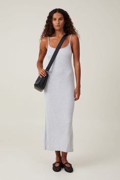 STAPLE 90S SLIP MAXI DRESS Casual Spring Everyday Maxi Dress, Casual Summer Maxi Dress For Everyday, Casual Spring Maxi Dress For Everyday, Slip Maxi Dress, Urban Apparel, Grey Maxi Dress, Midi Slip Dress, Comfort Wear, Urban Outfits