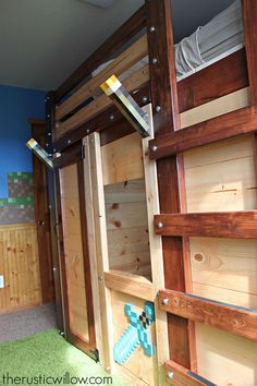 the bunk bed is made out of wood