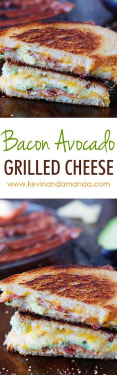 grilled cheese sandwich with bacon and avocado on the side