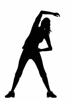 a woman in silhouette holding her arm out with one hand and the other leg extended