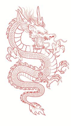 a red dragon tattoo design on a white background