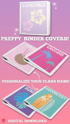 an advertisement for a book called prep binder covers, with the title'personalize your class name '